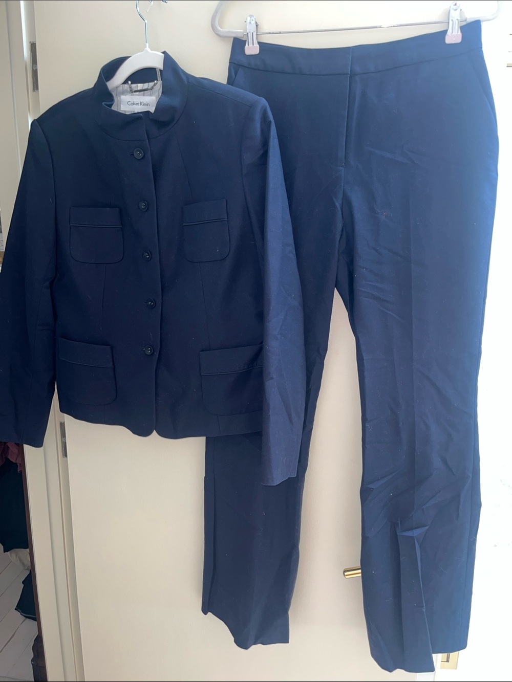 Calvin Klein Navy Blue Women's Two-Piece Suit Jacket & Pants